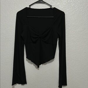 Elegant Black Long Sleeve Women's Top